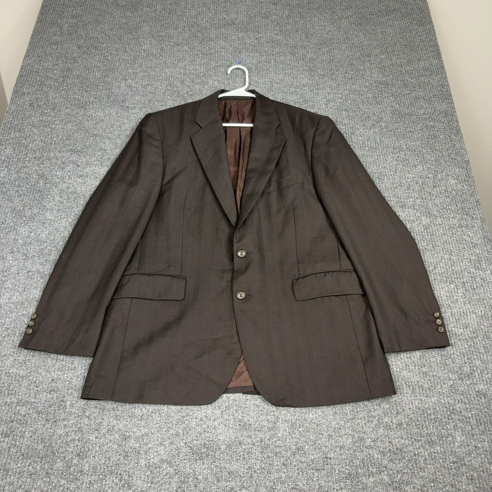 Alexandre London‎ Blazer Mens 42R Brown Pinstripe Wool Savile Row Suit Jacket